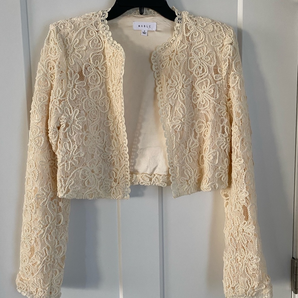 Cream Lace Cropped Jacket